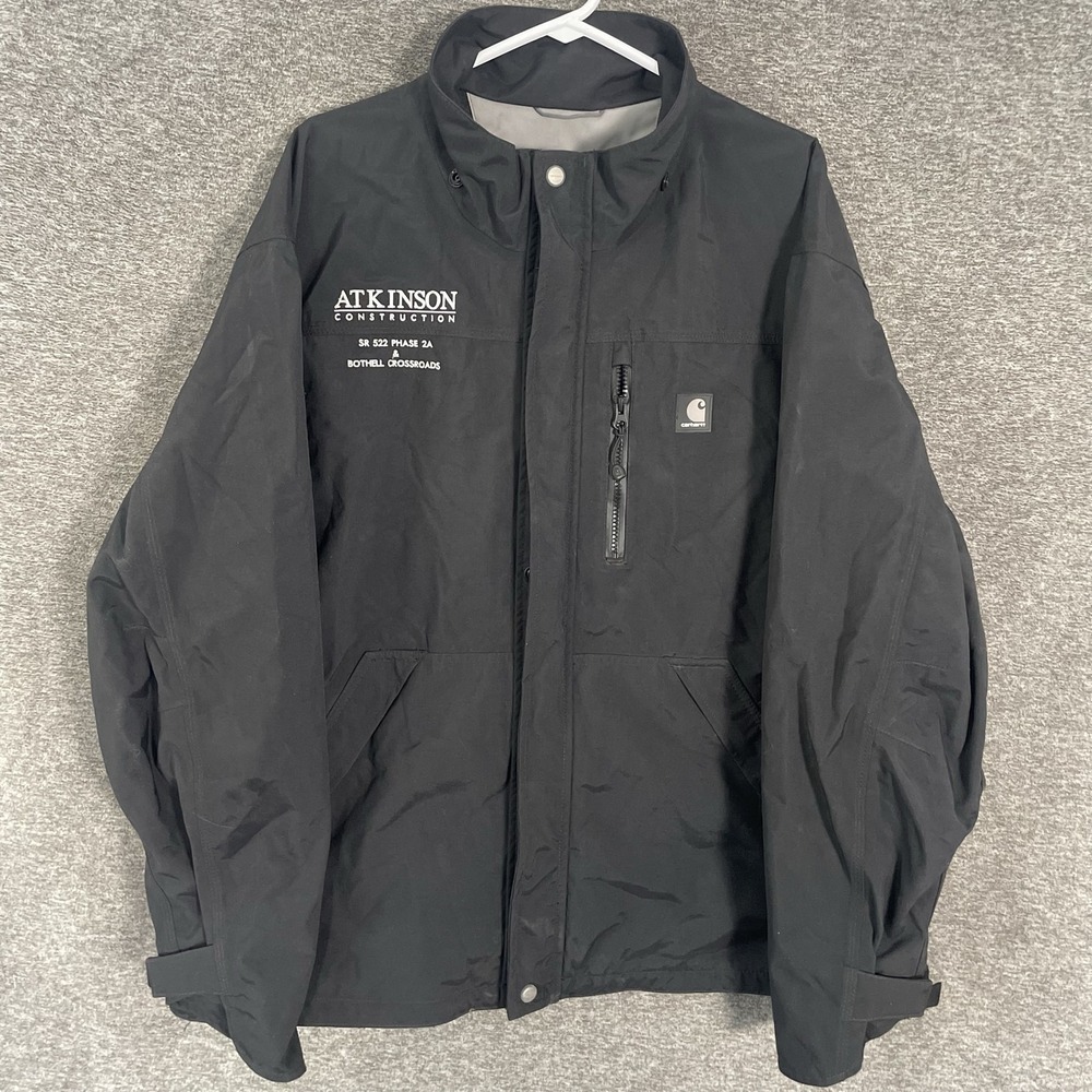 Carhartt Jacket Mens XL Black Waterproof Atkinson NO HOOD Logo J162 001